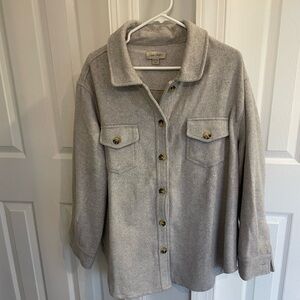 Charlie Paige Gray and White Oversized Shacket